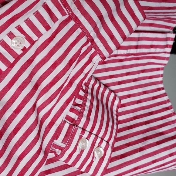 Vineyard Vines Womans Ruffle-Trim Striped Blouse Size 10 - Picture 10 of 12